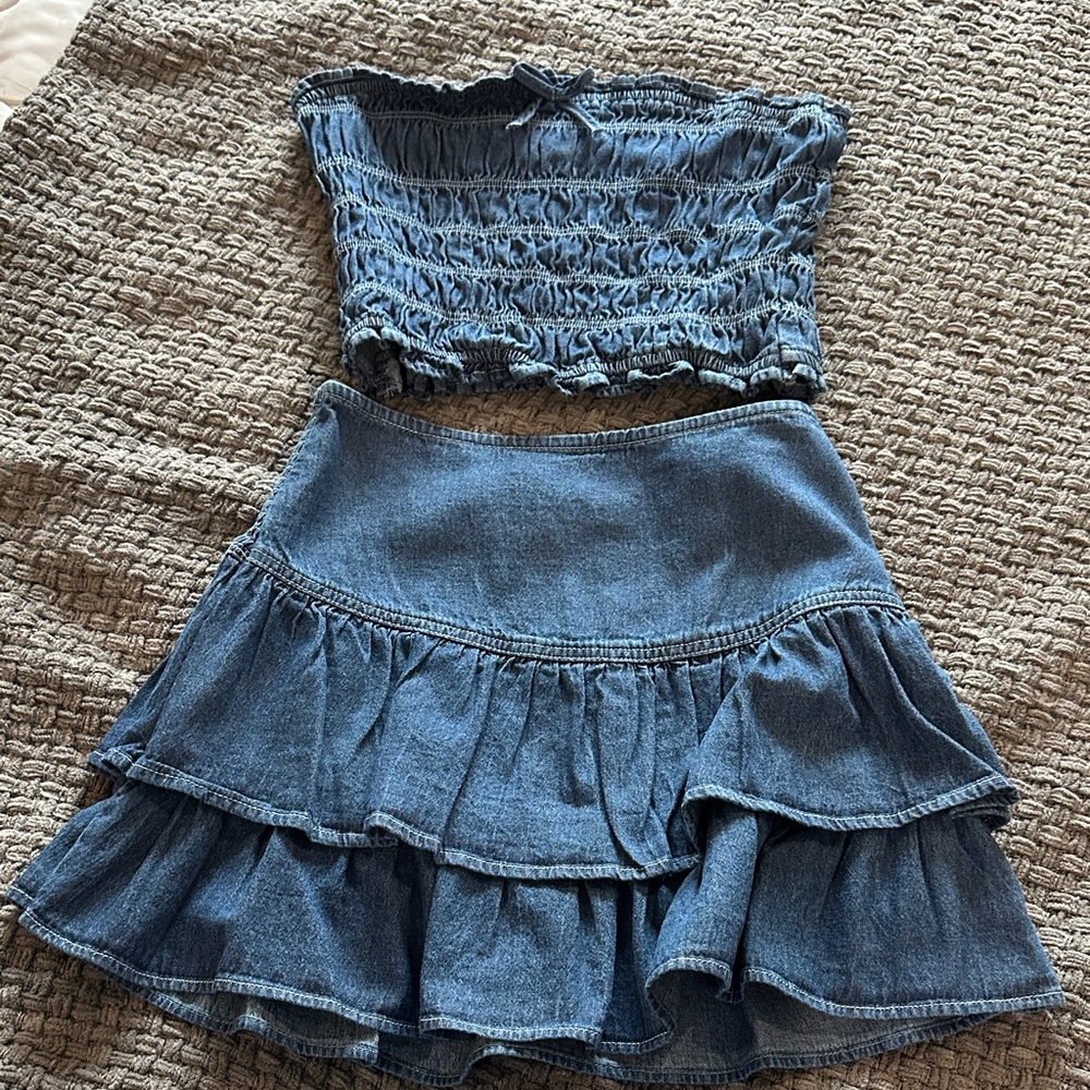 Blue Denim Two-Piece Set